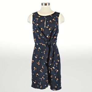 Wrap Dress Sleeveless Blue Floral Print Self-Tie Women's June & Hudson Size Med